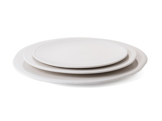 modern ceramic plate (beautiful shape) on white background