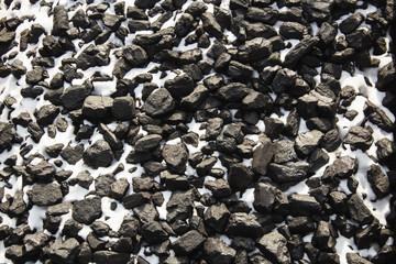 Top view of coal mine deposit mineral black for background. Used as fuel for industrial coal