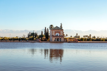 Obraz premium the artificial lake of the Menara gardens