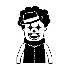 portrait happy clown with makeup and hat