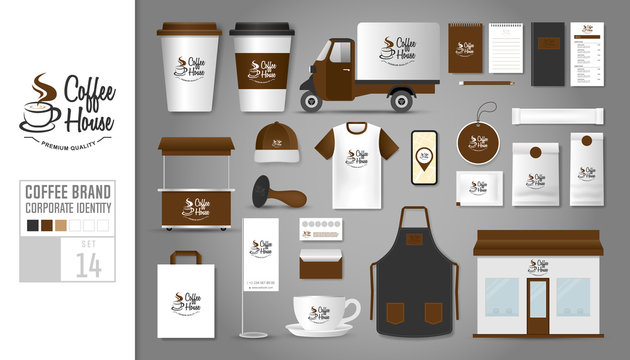 Corporate identity template Set 14. Logo concept for coffee shop, cafe, restaurant.