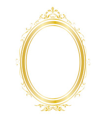 Oval frame and border Golden frame on white background, Thai pattern, vector illustration - 195172052
