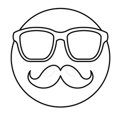 hipster emoticon mustache and glasses vintage