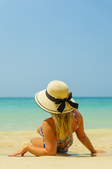 woman resting at the  tropical Thailand Railay beach