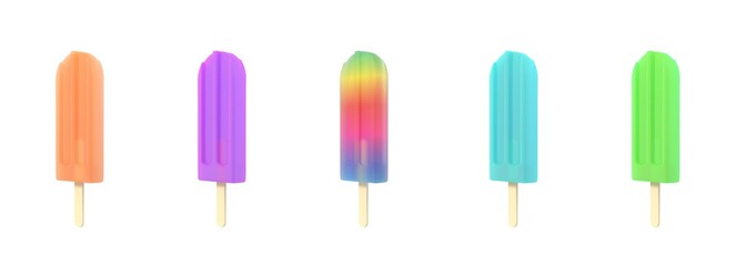 Popsicle icecream on stick set.