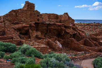 View of Ancient ruins complex. Wupatki National Monument in Arizona