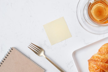 Cup of tea and dessert in the morning, relaxing time