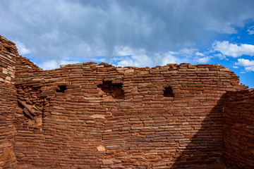 Ancient ruins wall. Wupatki National Monument in Arizona