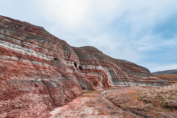 Amazing striped red mountains