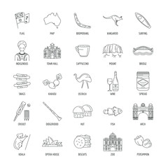 Fototapeta premium Australia icons set. Outline illustration of 25 Australia vector icons for web and advertising