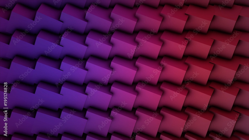 Poster colorful cubes seamless loop. abstract cubes background random motion, 3d loopable animation. violet