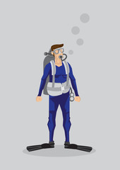 Scuba Diver Cartoon Character Vector Illustration