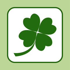 Green four leaf clover icon. Vector illustration