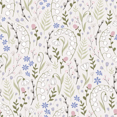 Seamless pattern with spring flowers