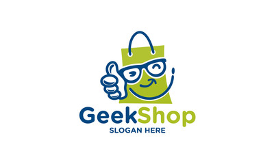 good shop logo design template.geek shop logo design template.vector illustration