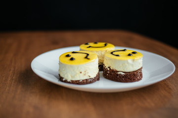 cake with a smile lies on a plate