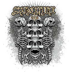  Gothic coat of arms with skull, grunge vintage design t shirts