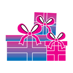 set of gift boxes with bow ribbon decoration