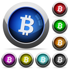 Bitcoin digital cryptocurrency round glossy buttons