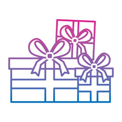 set of gift boxes with bow ribbon decoration