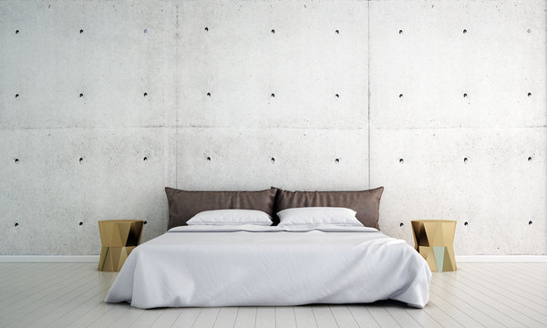 The interior design of bedroom and concrete wall texture pattern background