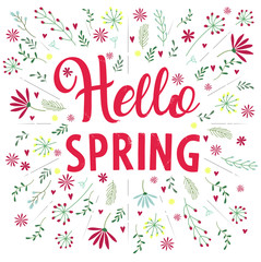 Vector inscription hello spring goodbye winter on black background