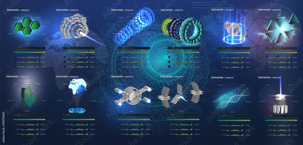 Poster a big set 3d of element in hud style. elements pack of the user futuristic interface. template ui fo