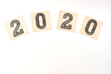 numerals from cloth on a white background. year and education