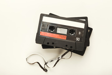 Vintage audio cassettes isolated on white background