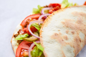 sandwich wrap with meat and vegetables