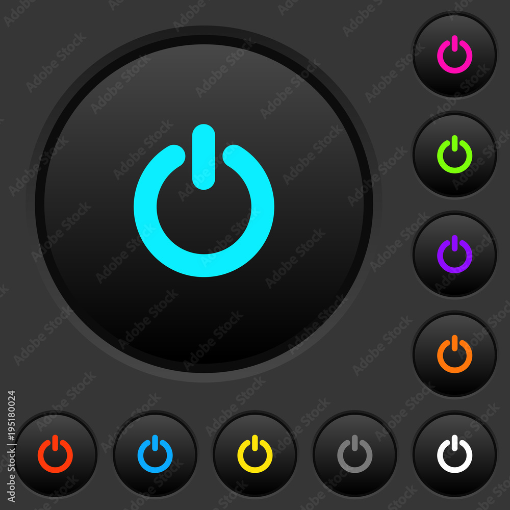 Poster power switch dark push buttons with color icons