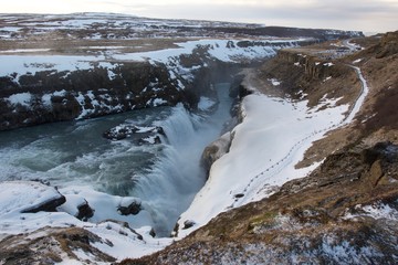 Iceland Golden circle Gullfoss waterfall アイスランド グトルフォス ゴールデンサークル 黄金の滝