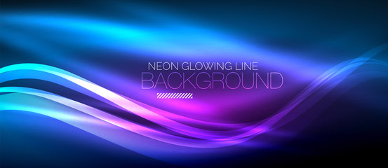 Neon blue elegant smooth wave lines digital abstract background