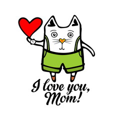 Typography and lettering with design elements. Pussycat. I love you, Mom!