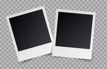 Vector realistic blank photo frames isolated on transparent background