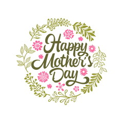Typography and lettering with design elements and silhouettes for a happy mother's day