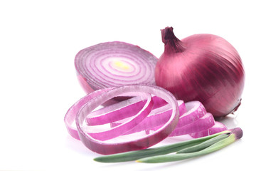 Red onion on a white background