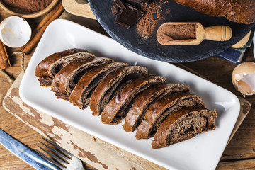 Delicious homemade chocolate loaf of bread