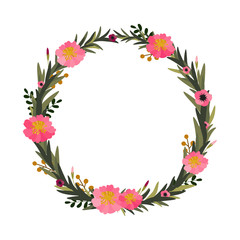 Vector flower wreath. Floral frame for greeting, invitation, wedding cards design.