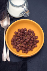 chocolate flakes in bowl 
