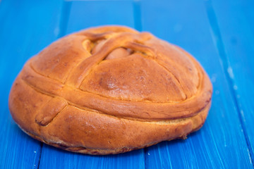 portuguese traditional Easter cake on wooden background