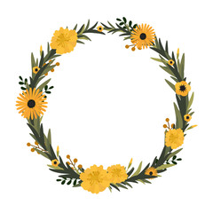 PrintVector flower wreath. Floral frame for greeting, invitation, wedding cards design.