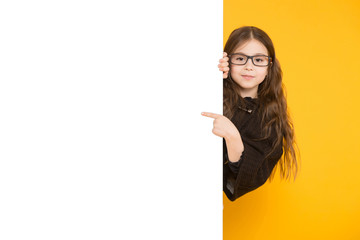 Little girl with white sign
