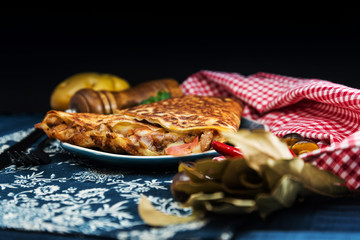 Homemade french buckwheat galette on the table