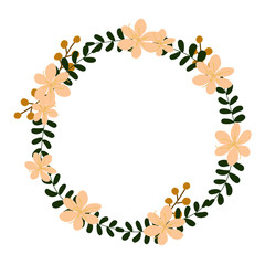 Vector flower wreath. Floral frame for greeting, invitation, wedding cards design.