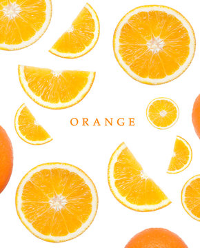Seamless pattern with orange. Tropical abstract concept. Fruit on the white background.