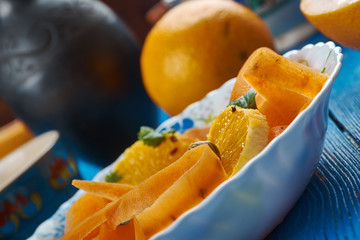 Fototapeta na wymiar Moroccan Carrot Salad with Oranges