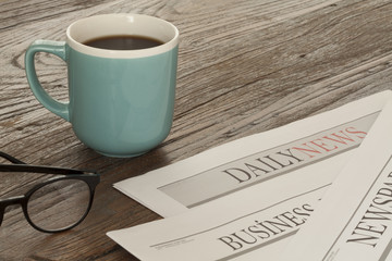 reading newspaper at office