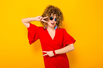 Attractive woman with short curly hair