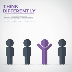 Think differently - Being different, move for success in life - standing out from the crowd by different thinking